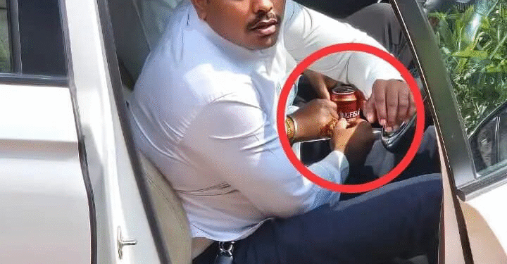 ठामपा अधिकाऱ्याच्या गाडीत दारूची पार्टी?