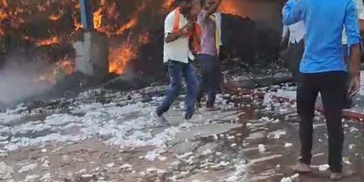 कापूस जिनिंगला भीषण आग; लाखोंचे नुकसान, अग्निशमन दलाने मिळवले नियंत्रण