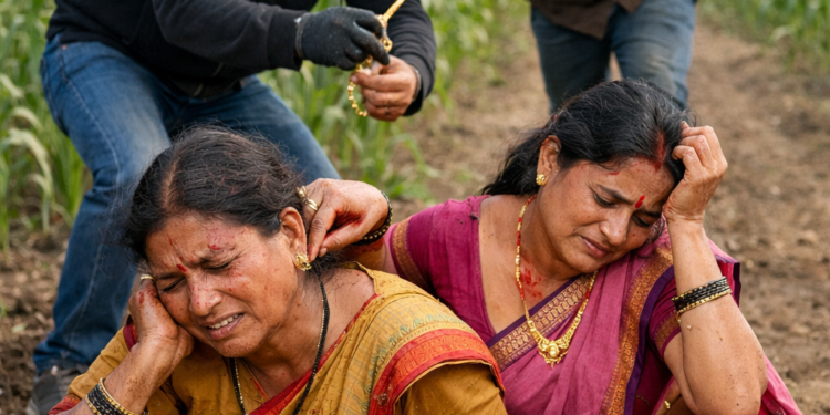 चिचोंडी पाटील परिसरात शेतात काम करणाऱ्या महिलांवर हल्ला; दागिने लुटून आरोपी फरार