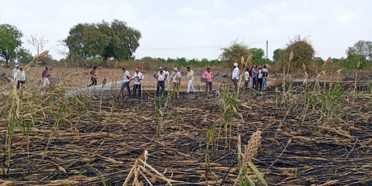 महिंदळे येथे ज्वारी तर पळासखेडे येथे मका जळून खा