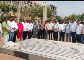 उदगीरात मराठी पत्रकार अधिवेशनाच्या सभामंडप कामाचे भूमिपूजन