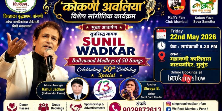 मुलुंड येथे ‘कोकणी अवलिया’ विशेष संगीत मैफल; जिव्हाळा वृद्धाश्रमासाठी निधी संकलनाचा उपक्रम