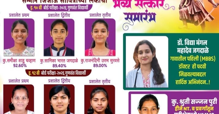 स्वराज्यरक्षक छत्रपती संभाजी महाराजांच्या ३६९ व्या जयंतीनिमित्त गुणवंत विद्यार्थ्यांचा भव्य सत्कार समारंभ