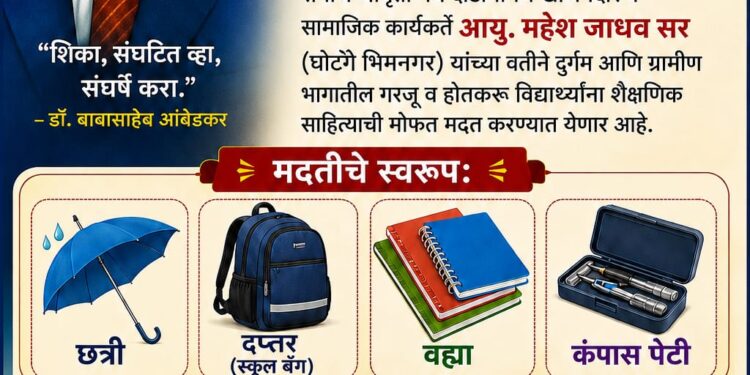 दोडामार्गात विद्यार्थ्यांसाठी शैक्षणिक साहित्य वाटप उपक्रम
