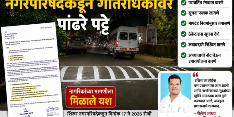 शैलेश जाधव यांच्या पाठपुराव्याला यश; नगरपरिषदेकडून गतिरोधक सुरक्षित