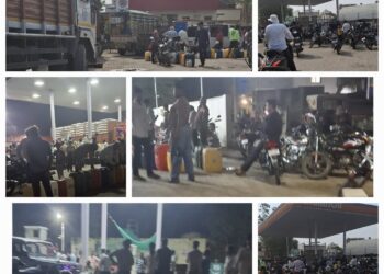 दोंडाईचा शहरातील पेट्रोल पंपांवर डिझेल-पेट्रोलसाठी झुंबड; नागरिकांमध्ये भीतीचे वातावरण