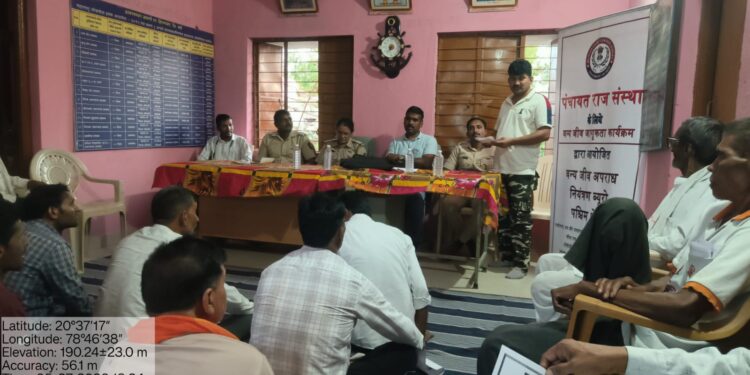 वर्धा वनविभागाच्या वतीने हिंगणघाट येथे मौजा जामणी वन्यप्राणी शिकार प्रतिबंध व वन्यजीव संरक्षण विषयक जनजागृती अभियान…….