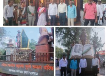 भिडेवाड्याच्या चित्ररथाने जागविल्या भिडेवाड्यातील फुले दांपत्याच्या स्मृती