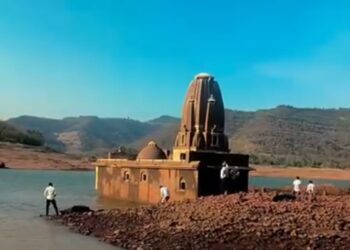डिंभे धरणातील पाणीपातळी घटल्याने जुन्या आंबेगाव गावठाण उघडे; आठवणींना उजाळा