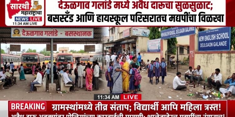 देऊळगावमध्ये अवैध दारूचा सुळसुळाट; बसस्टँड आणि हायस्कूल परिसरातच मद्यपींचा विळखा