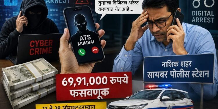 ‘डिजिटल अरेस्ट’च्या नावाने ६९ लाख ९१ हजारांची फसवणूक; नाशिकमधील वरिष्ठ अधिकाऱ्याला सायबर चोरट्यांचा गंडा