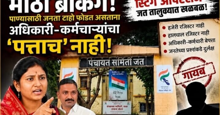 जत तालुका दुष्काळात होरपळत असताना म्हैसाळ योजनेचे अधिकारी मात्र जत मुक्कामी न राहता सांगलीतून करतात काम, सभापती अर्चना पाटील यांचे अचानक स्टिंग ऑपरेशन.