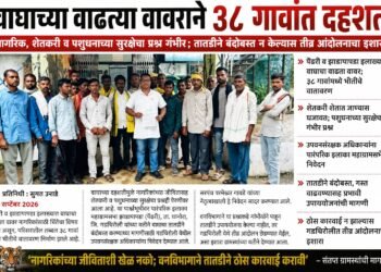 वाघाच्या वाढत्या वावराने ३८ गावांत दहशत -नागरिक, शेतकरी व पशुधनाच्या सुरक्षेचा प्रश्न गंभीर; तातडीने बंदोबस्त न केल्यास तीव्र आंदोलनाचा इशारा