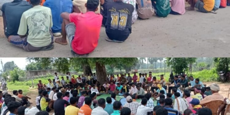सुरजागड इलाका ग्रामसभेची पिपली बुर्गी येथे मासिक सभा