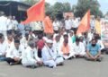 वाकद फाटा-जामडी जहागीर चौफुलीवर सकल मराठा समाजाचा रास्ता रोको