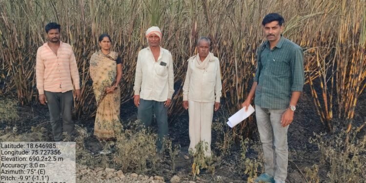 पिंपळगाव क येथील 2 एकर ऊस जळून खाक