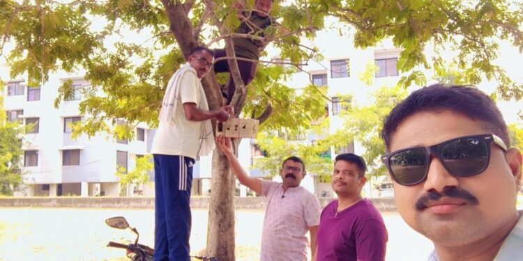 वाशिम पोलिस वसाहतीत निस्वार्थ सेवा ग्रुपचा पक्ष्यांसाठी पुढाकार; अन्न, पाणी आणि घरट्यांची व्यवस्था करून दिला मानवतेचा संदेश