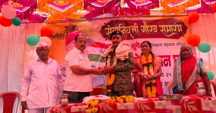 निमसोडचे सुपुत्र नायक सुभेदार सहदेव घाडगे यांचा भव्य सेवानिवृत्ती गौरव सोहळा
